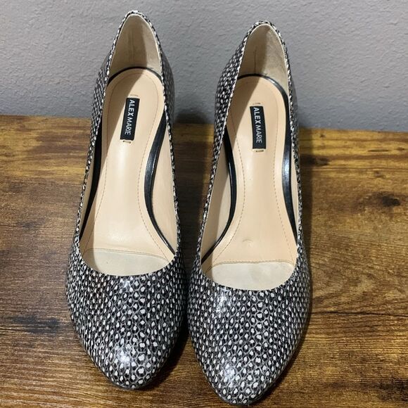 Alex Marie Black and White Snake Print Stiletto Heels Size 8 - Picture 2 of 7